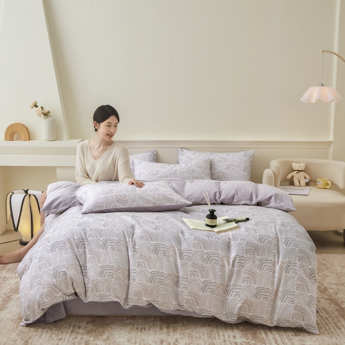 91家纺网 家纺一手货源 找家纺 柠馨 2024新款基础款全棉磨毛纯色四件套 斯洛特