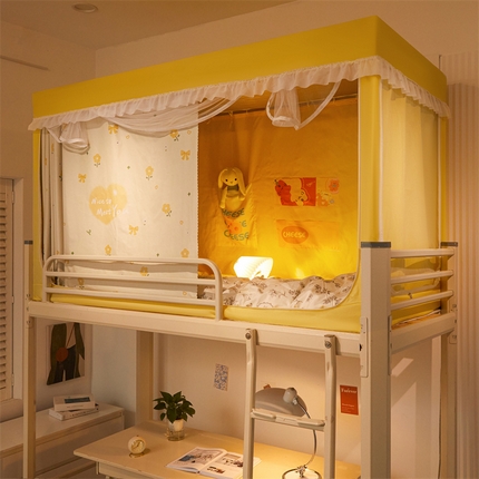 91家纺网 家纺一手货源 找家纺 卓尔居 2025新款学生宿舍遮光床帘涂层花边花卉系列蚊帐 春泥