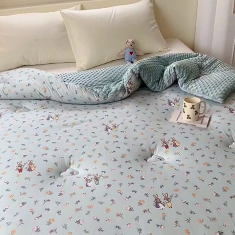 91家纺网 家纺一手货源 找家纺 木堇家居 2024新款针织棉豆豆被大豆四季被冬被被子被芯 针织豆豆被-彼得兔