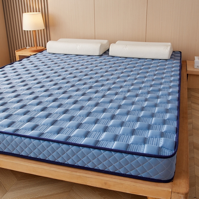 91家纺网 家纺一手货源 找家纺 卡派 2024新款牛奶丝加厚加高乳胶记忆棉床垫 蓝灰