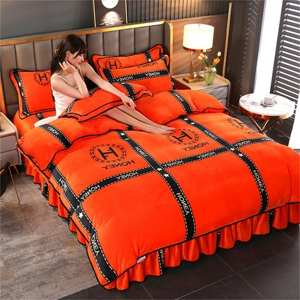 91家纺网 家纺一手货源 找家纺 （总）绒品壹家家纺 2024新款180g7斤牛奶绒印花四件套