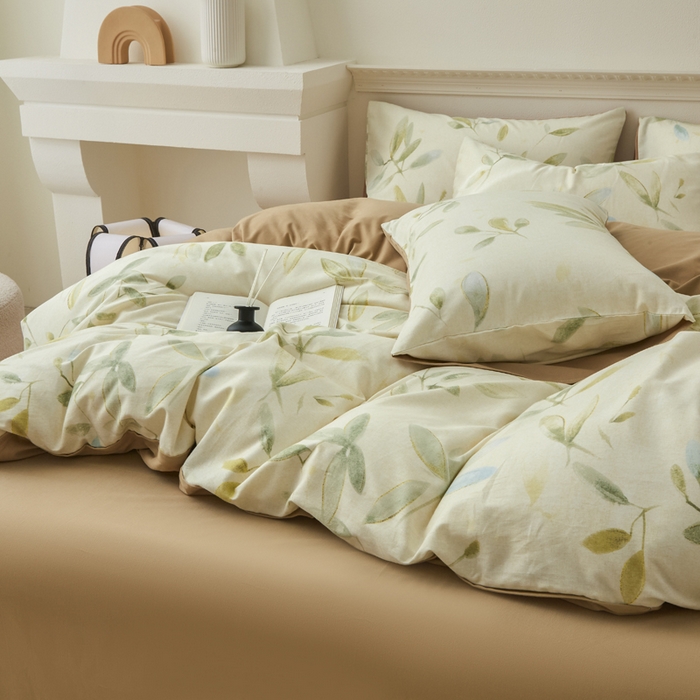 91家纺网 家纺一手货源 找家纺 柠馨 2024新款基础款全棉磨毛纯色四件套 韶华