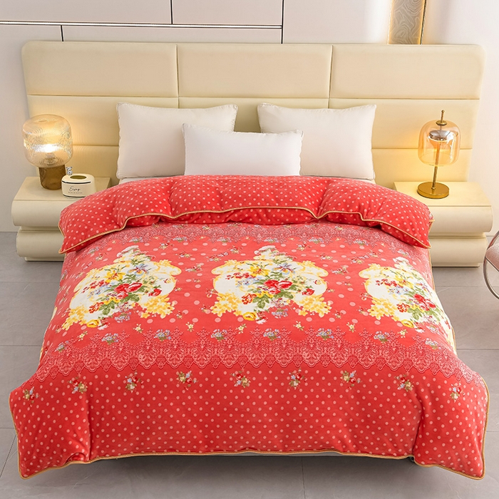 91家纺网 家纺一手货源 找家纺 绒品壹家家纺 2024新款180g7斤牛奶绒印花四件套 幸福美满