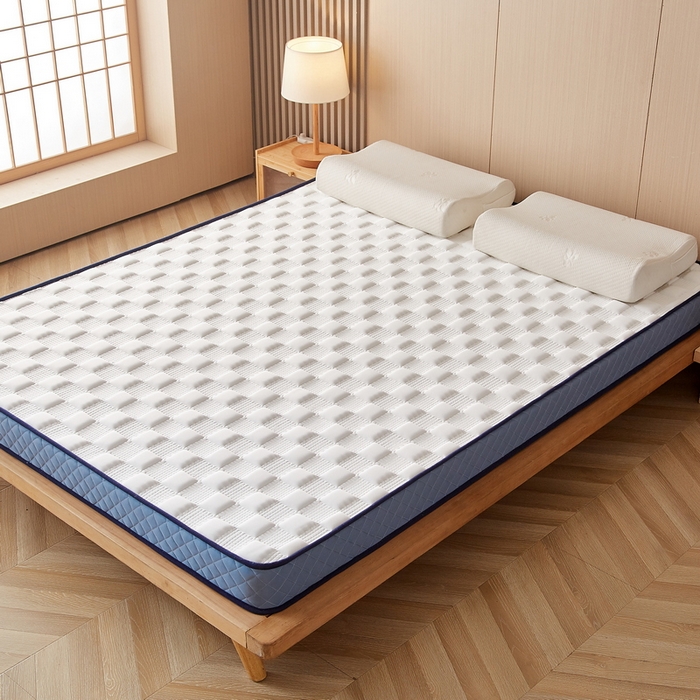 91家纺网 家纺一手货源 找家纺 卡派 2024新款牛奶丝加厚加高乳胶记忆棉床垫 白蓝