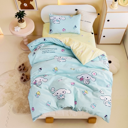 91家纺网 家纺一手货源 找家纺 （总）吉咪兔 2025新款正版三丽鸥库洛米美乐蒂幼儿园被子三件套纯棉被褥六件套午睡