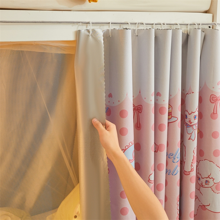 91家纺网 家纺一手货源 找家纺 卓尔居 2025新款学生宿舍非一体式遮光床帘 涂层-粉咩咩