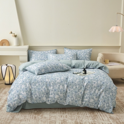 91家纺网 家纺一手货源 找家纺 （总）柠馨 2024新款基础款全棉磨毛纯色四件套