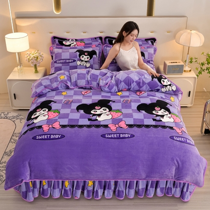 雨洋2025新款加厚保暖8.5斤牛奶绒金貂婴儿绒四件套 魔法库洛米