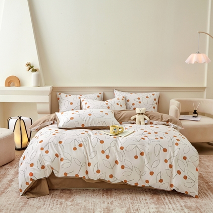 91家纺网 家纺一手货源 找家纺 柠馨 2024新款基础款全棉磨毛纯色四件套 怡悦