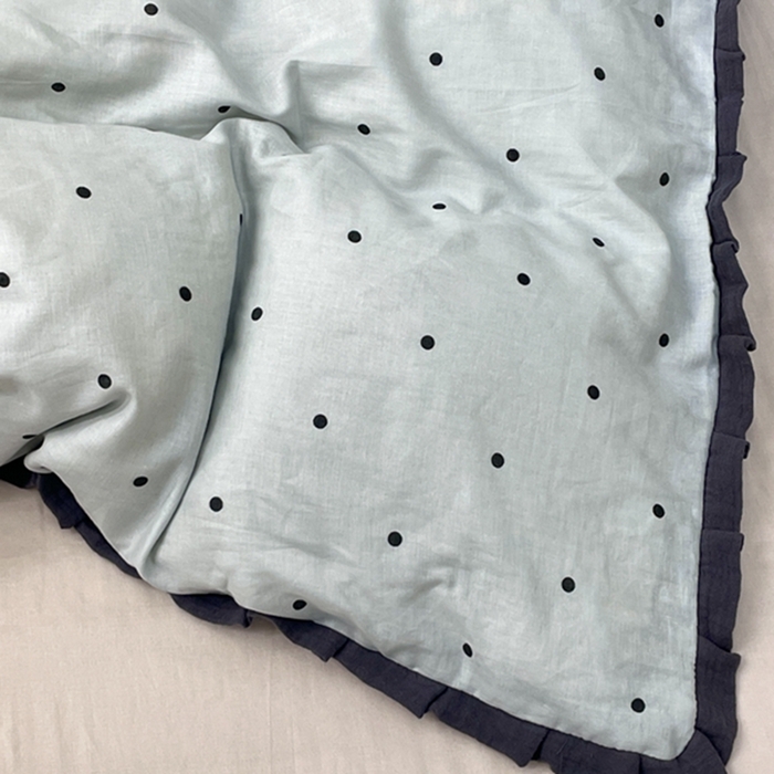 91家纺网 家纺一手货源 找家纺 荣轩 2024新款全棉印花双层纱四件套 皱皱纱花边款 花边 海盐拿铁