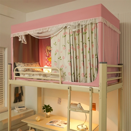 91家纺网 家纺一手货源 找家纺 卓尔居 2025新款学生宿舍遮光床帘涂层花边花卉系列蚊帐 初夏