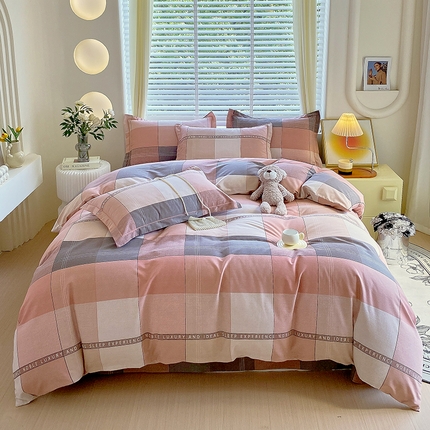 91家纺网 家纺一手货源 找家纺 威布斯家居 2024新款AB版全棉生态磨毛四件套 飞利浦-粉