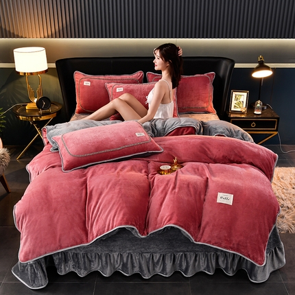 91家纺网 家纺一手货源 找家纺 总-合并 梦之星 2025新款8.5斤高克重印花+纯色牛奶绒金貂绒四件套