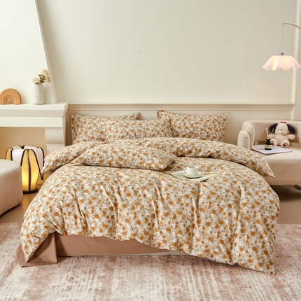 91家纺网 家纺一手货源 找家纺 柠馨 2024新款基础款全棉磨毛纯色四件套 乐莹