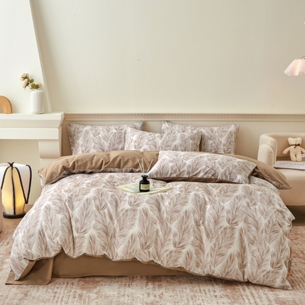 91家纺网 家纺一手货源 找家纺 （总）柠馨 2024新款基础款全棉磨毛纯色四件套