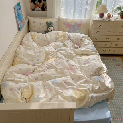 91家纺网 家纺一手货源 找家纺 （总）桃喜 2024新款学生季13372全棉混搭四件套