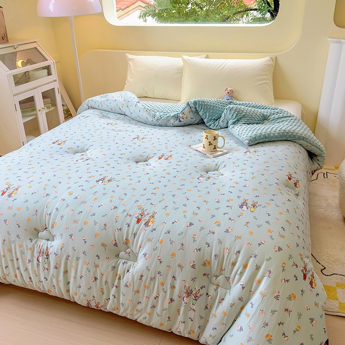 91家纺网 家纺一手货源 找家纺 木堇家居 2024新款针织棉豆豆被大豆四季被冬被被子被芯 针织豆豆被-彼得兔