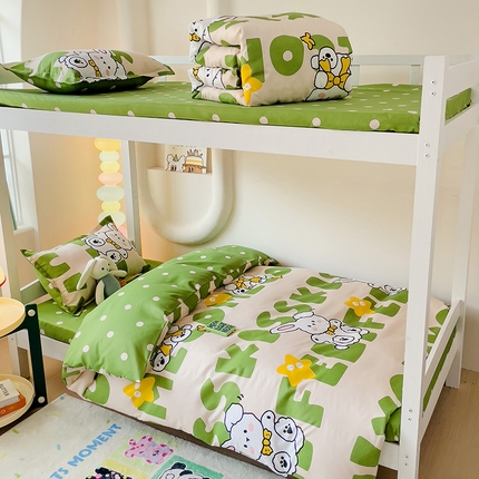 梦卓家纺 2025新款芦荟棉三件套四件套  宿舍图 哈哈狗