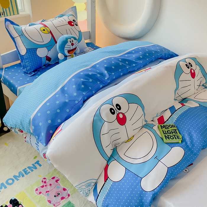 91家纺网 家纺一手货源 找家纺 梦卓家纺 2025新款芦荟棉三件套四件套  宿舍图 哆啦A梦