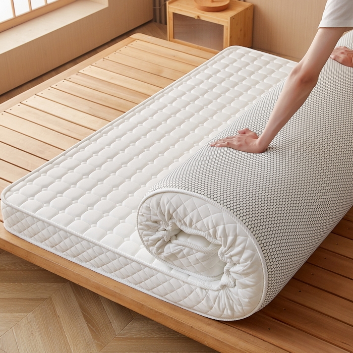 91家纺网 家纺一手货源 找家纺 迪乐妮家居 2024新款乳胶记忆棉立体加厚加高床垫-方格系列 白色