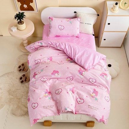 91家纺网 家纺一手货源 找家纺 （总）吉咪兔 2025新款正版三丽鸥库洛米美乐蒂幼儿园被子三件套纯棉被褥六件套午睡