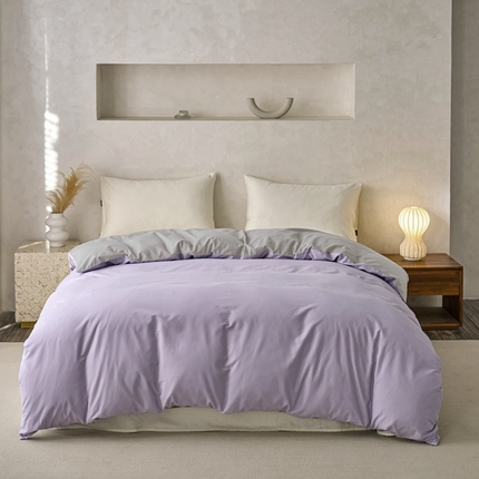 ROZ home 蕊姿家居 2024新款超柔磨毛全棉单被套 丁香紫+银灰