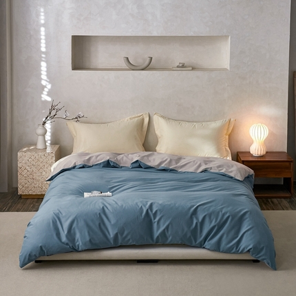 ROZ home 蕊姿家居 2024新款超柔磨毛全棉单被套 夜色蓝+银灰