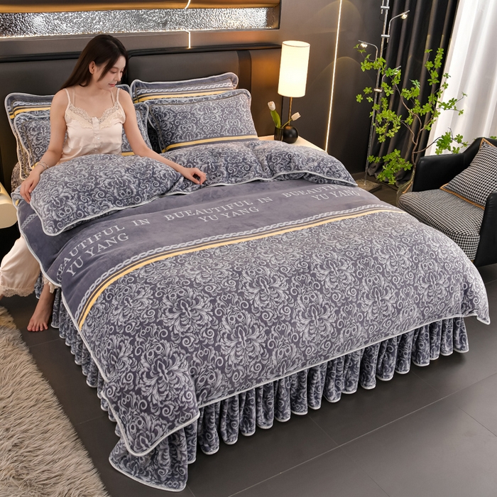 91家纺网 家纺一手货源 找家纺 雨洋2025新款加厚保暖8.5斤牛奶绒金貂婴儿绒四件套 都市生活