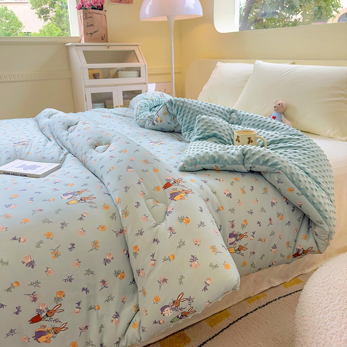 91家纺网 家纺一手货源 找家纺 木堇家居 2024新款针织棉豆豆被大豆四季被冬被被子被芯 针织豆豆被-彼得兔