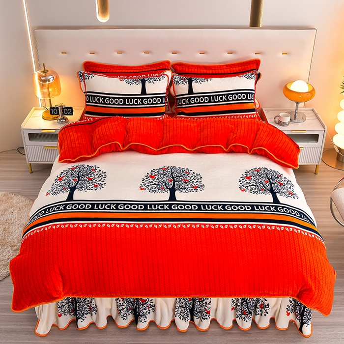 91家纺网 家纺一手货源 找家纺 绒品壹家家纺 2024新款180g7斤牛奶绒印花四件套 展翅高飞