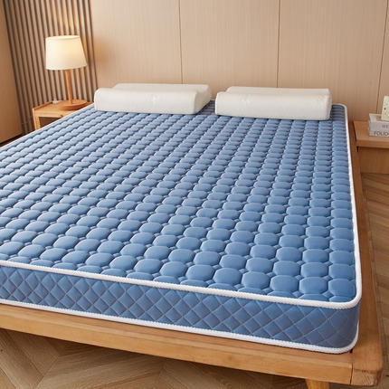 91家纺网 家纺一手货源 找家纺 卡派 2024新款乳胶记忆棉立体加厚加高床垫-方格系列 蓝灰色