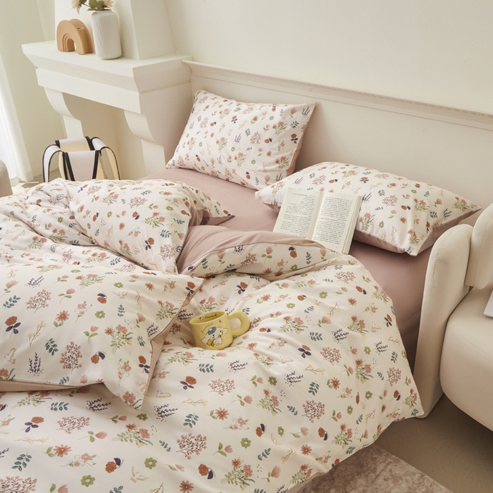 91家纺网 家纺一手货源 找家纺 柠馨 2024新款基础款全棉磨毛纯色四件套 幻想曲