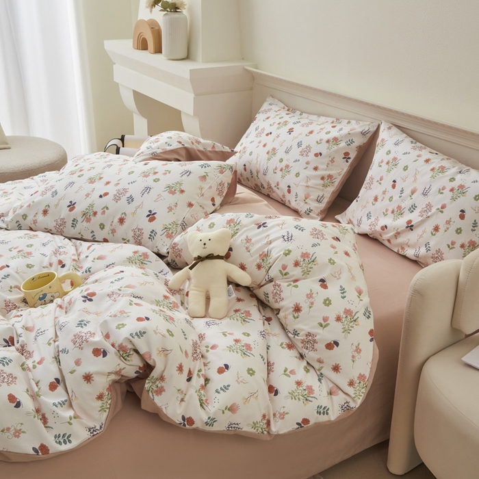 91家纺网 家纺一手货源 找家纺 柠馨 2024新款基础款全棉磨毛纯色四件套 幻想曲