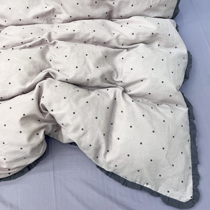 91家纺网 家纺一手货源 找家纺 荣轩 2024新款全棉印花双层纱四件套 皱皱纱花边款 花边 多肉葡萄