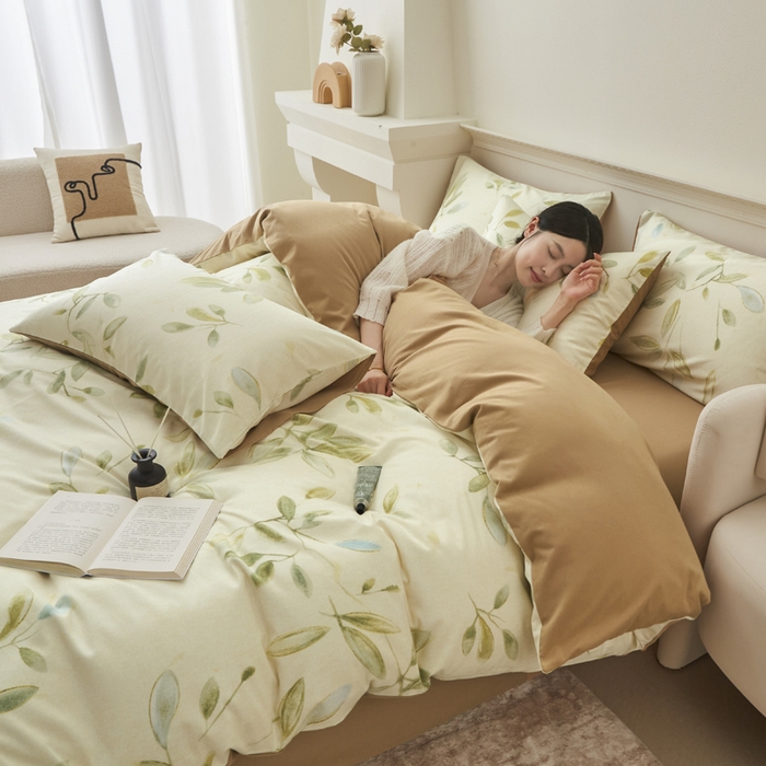 91家纺网 家纺一手货源 找家纺 柠馨 2024新款基础款全棉磨毛纯色四件套 韶华