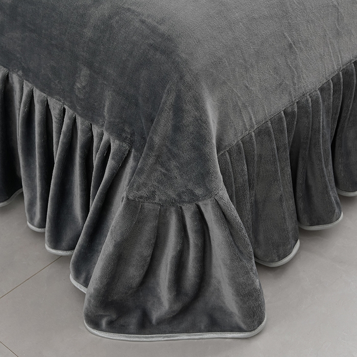 91家纺网 家纺一手货源 找家纺 绒品壹家家纺 2024新款180g7斤牛奶绒印花四件套 素色主义-灰