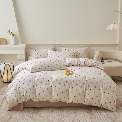 91家纺网 家纺一手货源 找家纺 （总）柠馨 2024新款基础款全棉磨毛纯色四件套