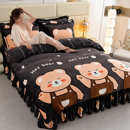 91家纺网 家纺一手货源 找家纺 （总）绒品壹家家纺 2024新款180g7斤牛奶绒印花四件套