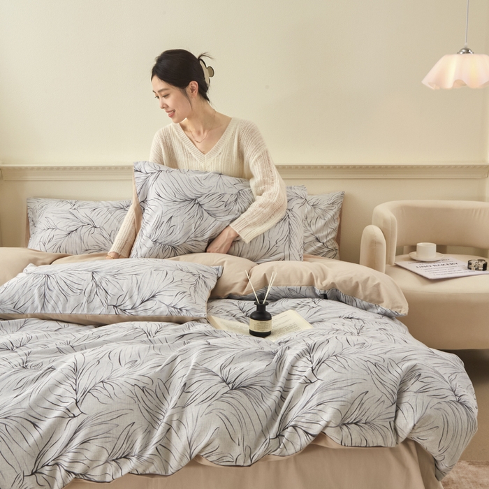 91家纺网 家纺一手货源 找家纺 柠馨 2024新款基础款全棉磨毛纯色四件套 布达佩斯