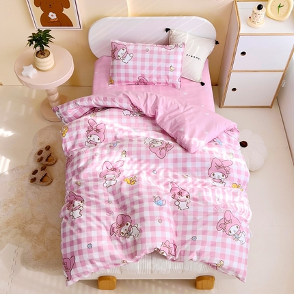 91家纺网 家纺一手货源 找家纺 （总）吉咪兔 2025新款正版三丽鸥库洛米美乐蒂幼儿园被子三件套纯棉被褥六件套午睡