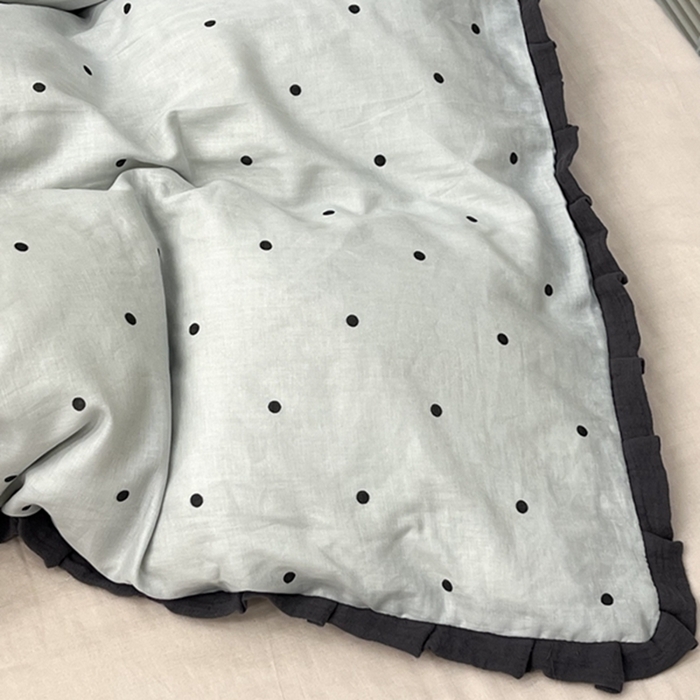 91家纺网 家纺一手货源 找家纺 荣轩 2024新款全棉印花双层纱四件套 皱皱纱花边款 花边 海盐拿铁