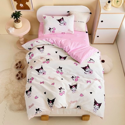 91家纺网 家纺一手货源 找家纺 （总）吉咪兔 2025新款正版三丽鸥库洛米美乐蒂幼儿园被子三件套纯棉被褥六件套午睡