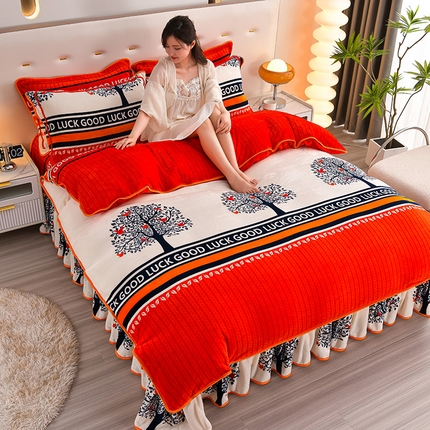 91家纺网 家纺一手货源 找家纺 绒品壹家家纺 2024新款180g7斤牛奶绒印花四件套 展翅高飞