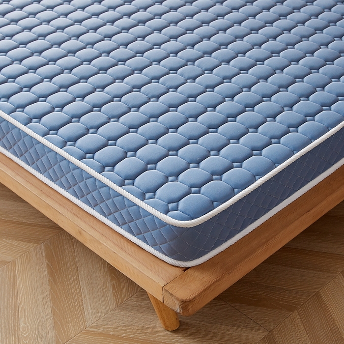 91家纺网 家纺一手货源 找家纺 卡派 2024新款乳胶记忆棉立体加厚加高床垫-方格系列 蓝灰色