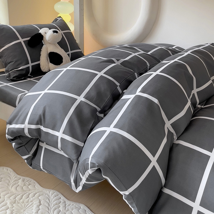 91家纺网 家纺一手货源 找家纺 梦卓家纺 2025新款芦荟棉三件套四件套  宿舍图 梦格