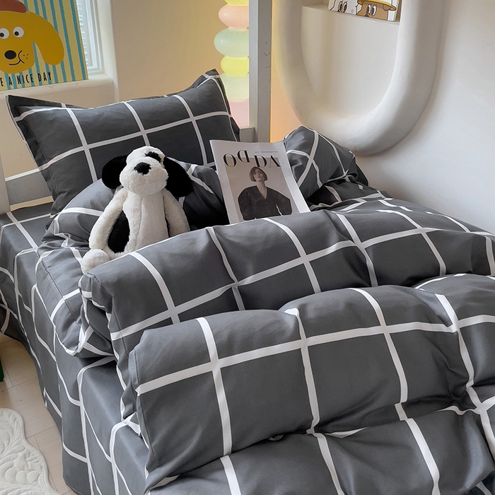 91家纺网 家纺一手货源 找家纺 梦卓家纺 2025新款芦荟棉三件套四件套  宿舍图 梦格