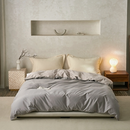 91家纺网 家纺一手货源 找家纺 ROZ home 蕊姿家居 2024新款超柔磨毛全棉单被套 银灰+米灰