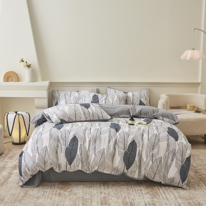 91家纺网 家纺一手货源 找家纺 柠馨 2024新款基础款全棉磨毛纯色四件套 安格斯