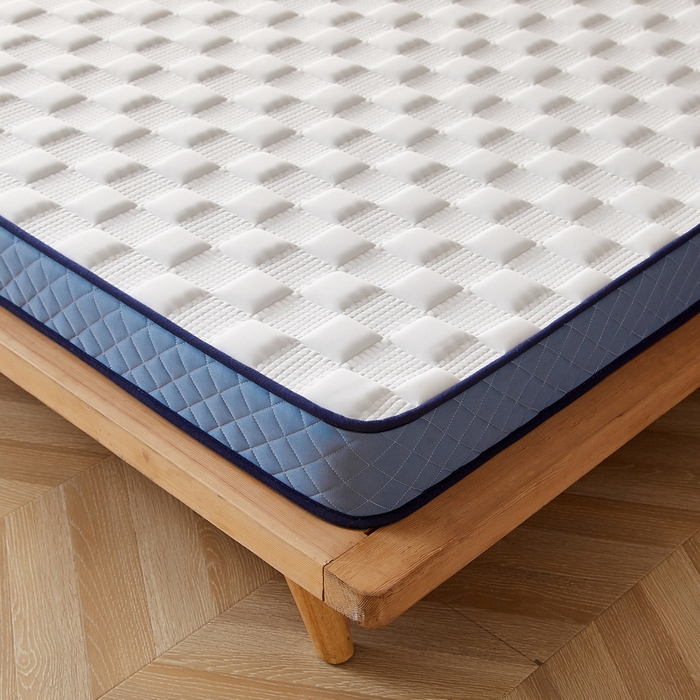 91家纺网 家纺一手货源 找家纺 迪乐妮家居 2024新款牛奶丝加厚加高乳胶记忆棉床垫-布拉格系列  白蓝