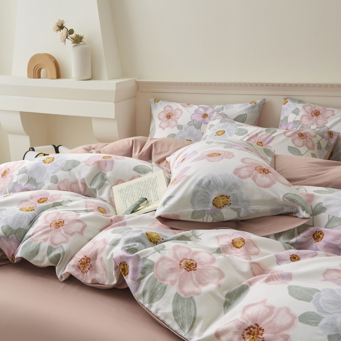 91家纺网 家纺一手货源 找家纺 柠馨 2024新款基础款全棉磨毛纯色四件套 阿黛尔